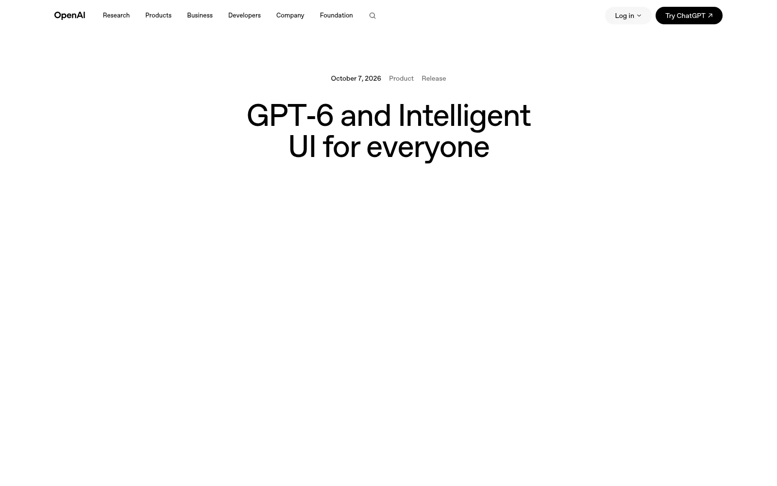 OpenAI release page: 'GPT-6 and Intelligent UI for everyone'
