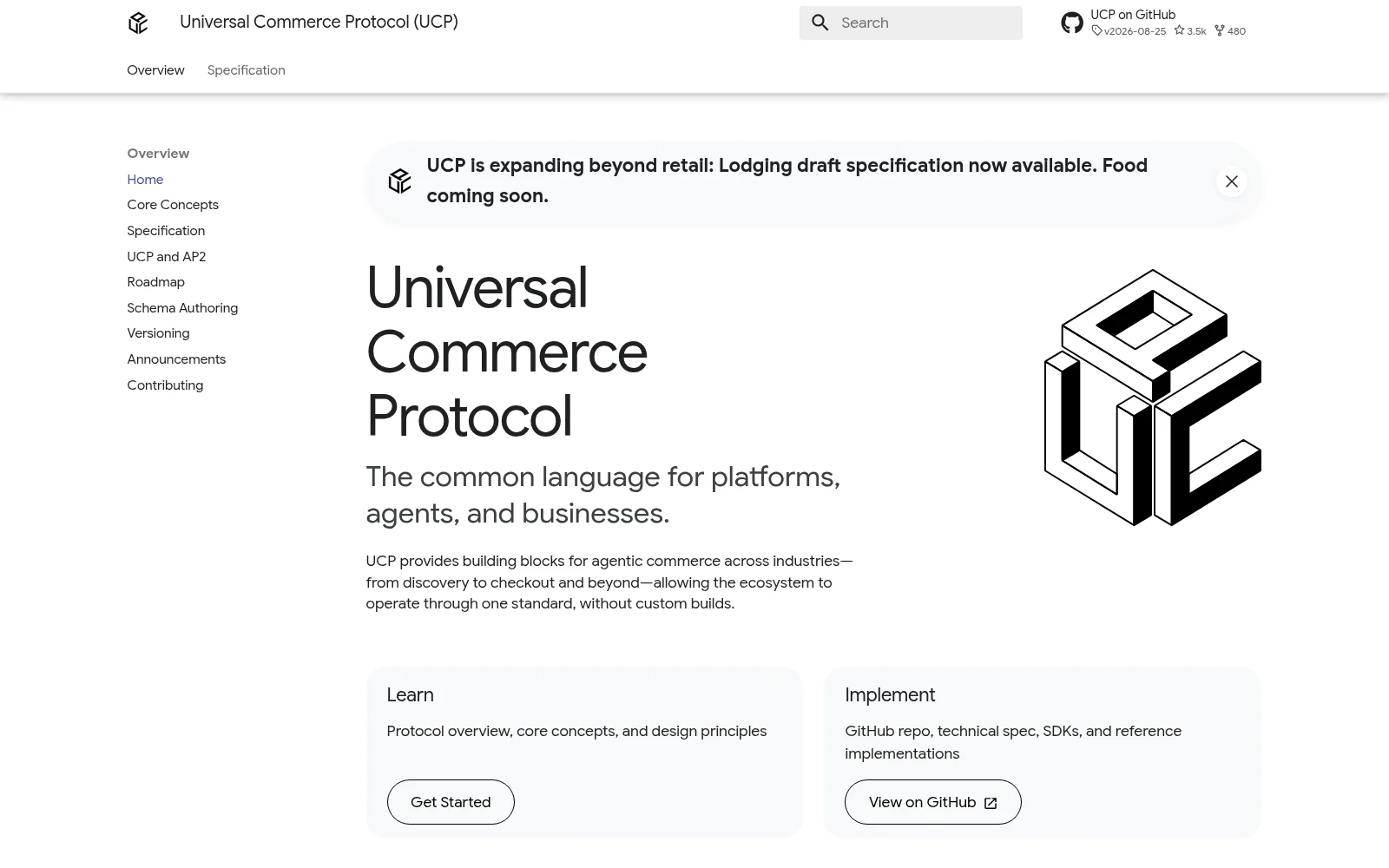 Universal Commerce Protocol (ucp.dev) home page